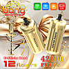 Bang Gold 42000 Promotional image for a golden e-shisha head offering multiple features, including 12 flavors, up to 42,000 puffs, 1000mAh battery, and USB-Type-C charging, with a decorative gift-themed background.