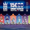 Selection Of Bang King Smartscreen 15000 Vaping Devices With Various Graphic Illustrations Of Monkeys, Featuring 15,000 Puffs, Smart Screen Display, And Type-C Compatibility.