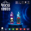 Promotional Image Of Bang King 12000 Tornado 12000 Disposable Vape Devices Featuring Bold Designs Of A Skull In Sunglasses And A Zombie Illustration, Surrounded By Icons Highlighting Features Like 12,000 Puffs, Mesh Coil, 20Ml Capacity, Type-C Charging, 650Mah Battery, And Led Color Light Options, All Set Against A Futuristic Blue Backdrop.