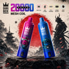 Promotional ad for Bang Box 20k-puff mesh coil vapes, showing two colorful devices and feature icons