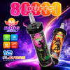 Bunte Werbung für 80 Puffs Qq Bang Shisha 80K Vape-Geräte, mit zwei Flaschen und Features wie Type-C, 1000mAh, 40ml und 12 Geschmacksrichtungen