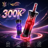 UOR AL Bang 300K Promotional graphic for two YOR vape devices labeled 300K, in red Double Apple and purple Grape Ice, with feature icons below