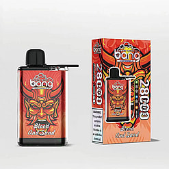 A Red-Themed Vape Device And Packaging Featuring A Stylized Demon Face Graphic, Labeled 