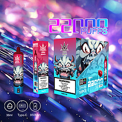 Promotional Image Featuring The Bang Beach Disposable Vape Product With Cherry Flavor, Showcasing A Bold Dragon-Themed Design, 22000 Puffs, Type-C Charging, And An 850Mah Battery; Set Against A Vibrant, Colorful Background.