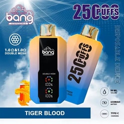 Kampanjgrafik för Bang engångsvap med smaken "Tiger Blood".