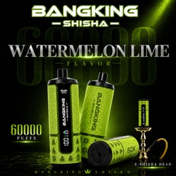 Bangking Shisha Watermelon Lime Flavor Vape Ad With Neon Green Devices And 60000 Puffs Text
