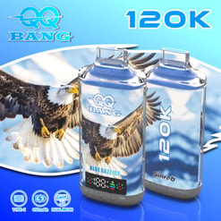 Promotional Image Of Two Blue Vape Devices Labeled 120K With Eagle Artwork And Product Icons