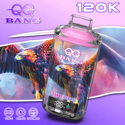 Pink Qq Bang Disposable Vape With Eagle Graphic, Labeled Sakura Grape And 120K