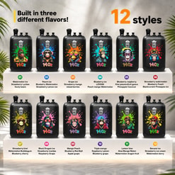 Promotional Graphic Showing 12 Bang Blaze Vape Styles And Flavor Combinations On Display
