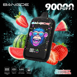 Dispositivo Vape Bangde 9000 Caladas con Gráficos Frutales de Fresa con Sandía y Fondo de Salpicaduras de Frutas