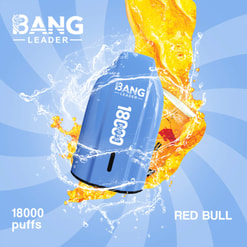 Blue Bang Leader 18000 Puffs Red Bull Vape With Water And Orange Energy Splash Graphic