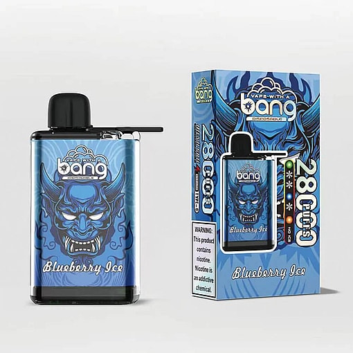 A Disposable Vape Device And Its Packaging With Blue-Themed Design Featuring Vibrant Graphics And Labeled 'Blueberry Ice', Highlighting Flavor And Puff Count Details.