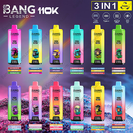 Bang Legend 110K 3in1 - 110000 sbuffi VAPE usa e getta con triplo sapore e amplificatore;
