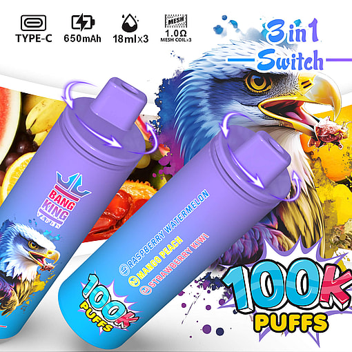 Bang King Triple 100K – Triple-Flavor E-cigarett för engångsbruk med 100000 bloss Meta Description - Bild 10