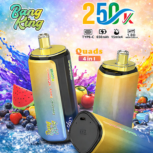 Bang King 250K Disposable Vape 250000 Puffs Rechargeable Four Flavors Device - Image 5